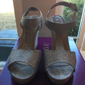 Rampage Silver Glitter Wedges